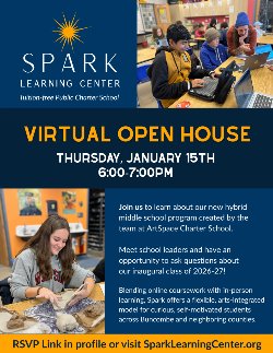 Spark Learning Center Virtual Open House Thursday, January 15th, 6-7pm
